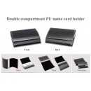 Double Compartment PU Leather Name Card Holder